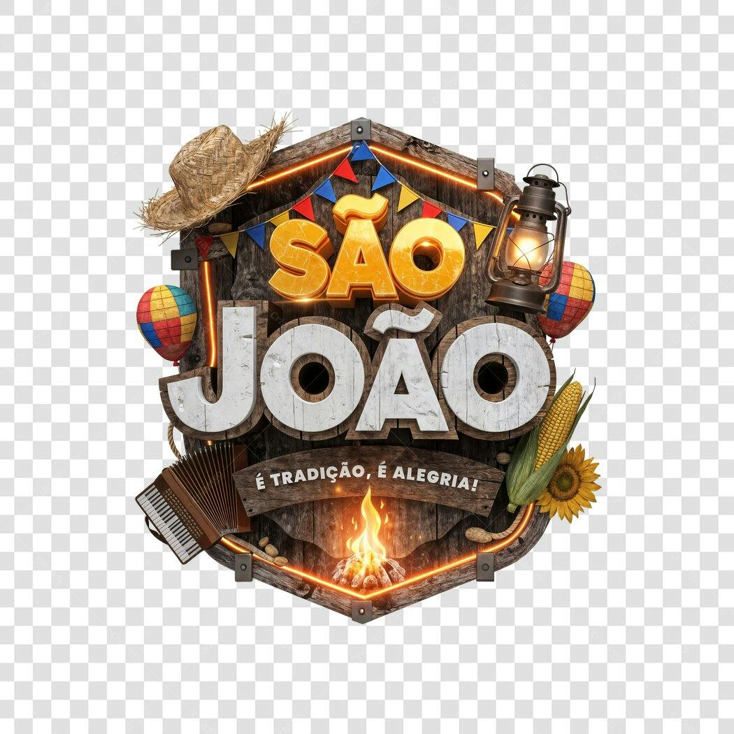 Elemento 3D São João Festa Junina Junho PNG Fundo Transparente