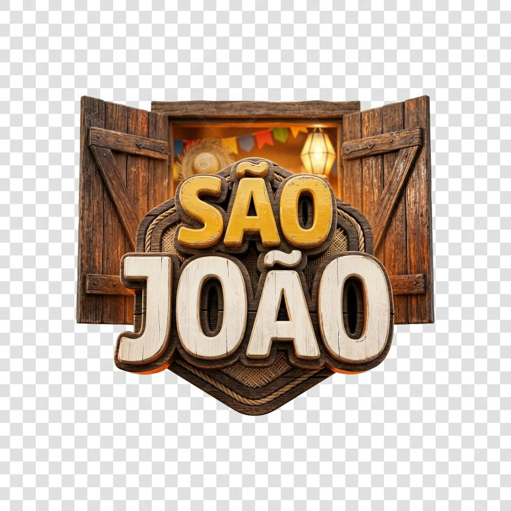 Elemento 3D São João Festa Junina Junho PNG Fundo Transparente