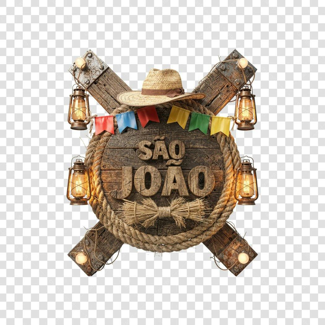 Elemento 3D São João Festa Junina Junho PNG Fundo Transparente