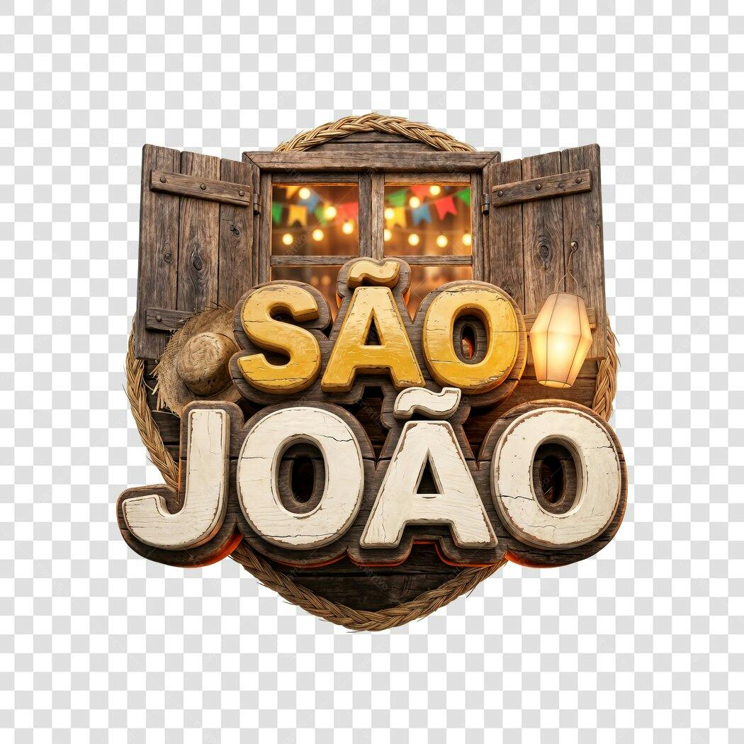 Elemento 3D São João Festa Junina Junho PNG Fundo Transparente