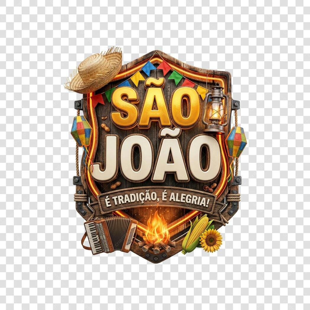 Elemento 3D São João Festa Junina Junho PNG Fundo Transparente