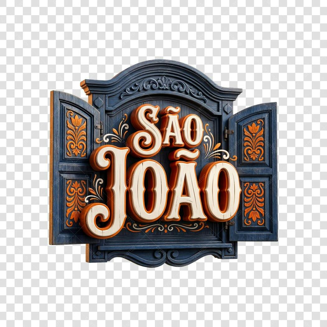 Elemento 3D São João Junho Placa Decorativa PNG Fundo Transparente