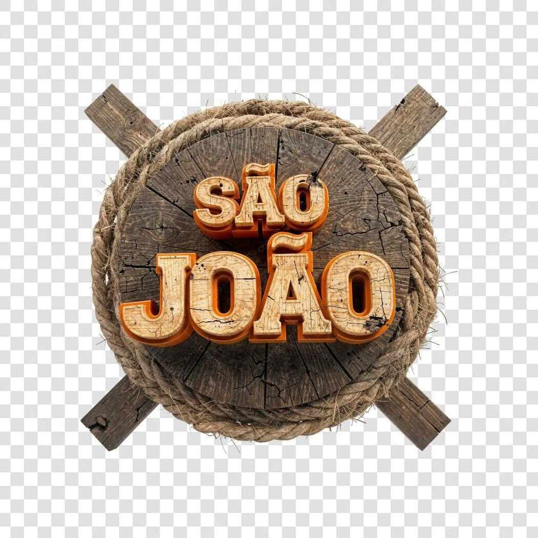 Elemento 3D São João Junho Rústico PNG Fundo Transparente