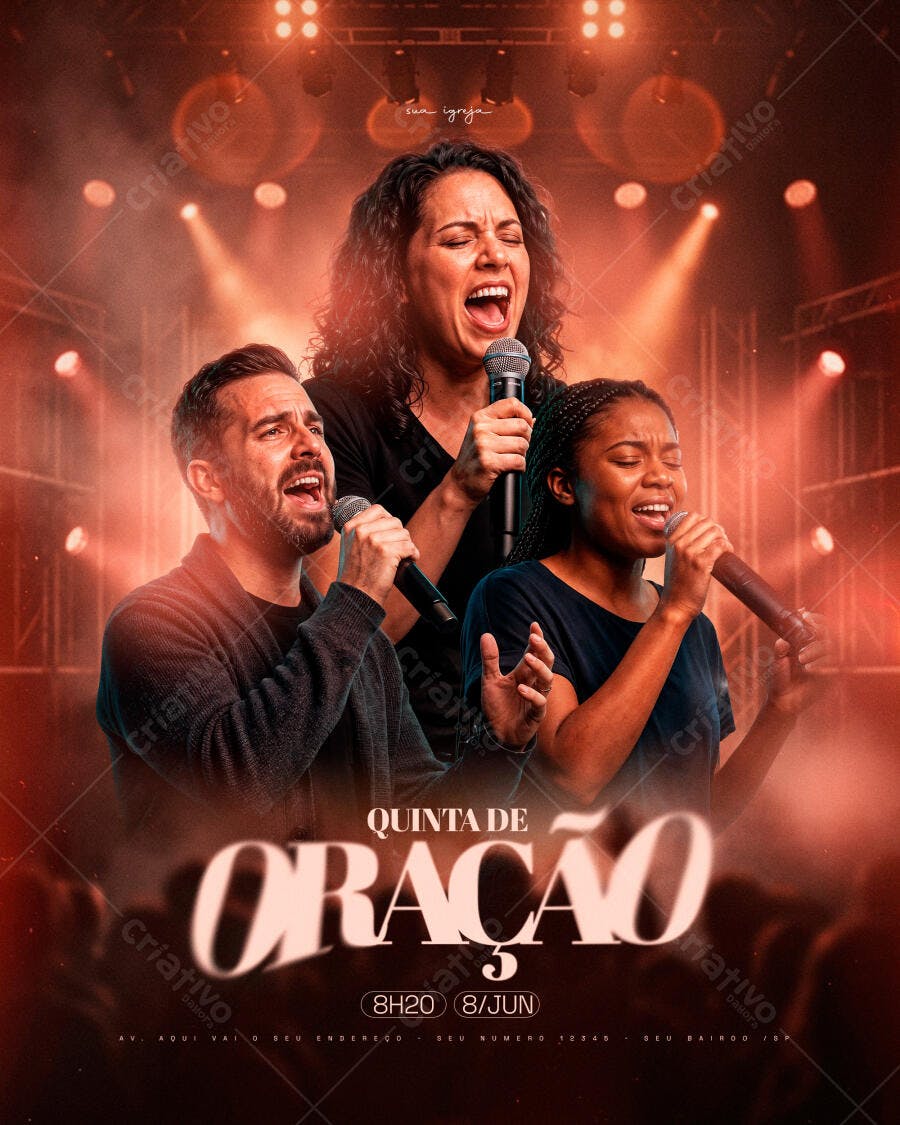 Flyer Quinta de Oração Igreja Evangélica PSD Editável