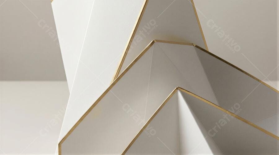 Foto Abstrata Geométrica Branca Linhas Douradas Minimalista