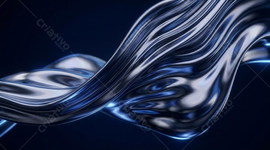 Foto Abstrata Líquido Metálico Ondulado Azul Escuro
