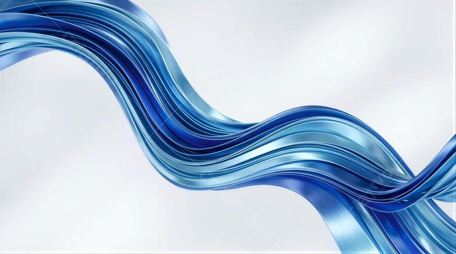 Foto Abstrata Ondas Azuis Fluídas Fundo Branco Moderno