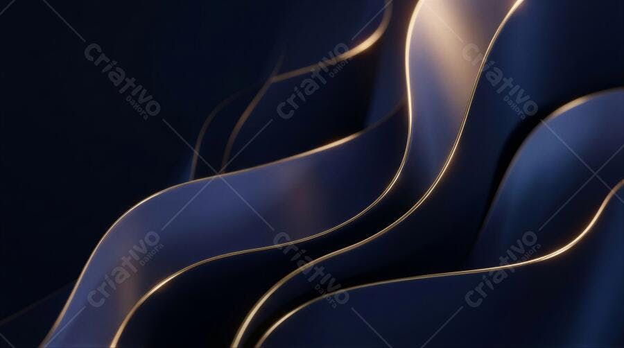 Foto Abstrata Ondas Douradas Azul Marinho Fundo Moderno