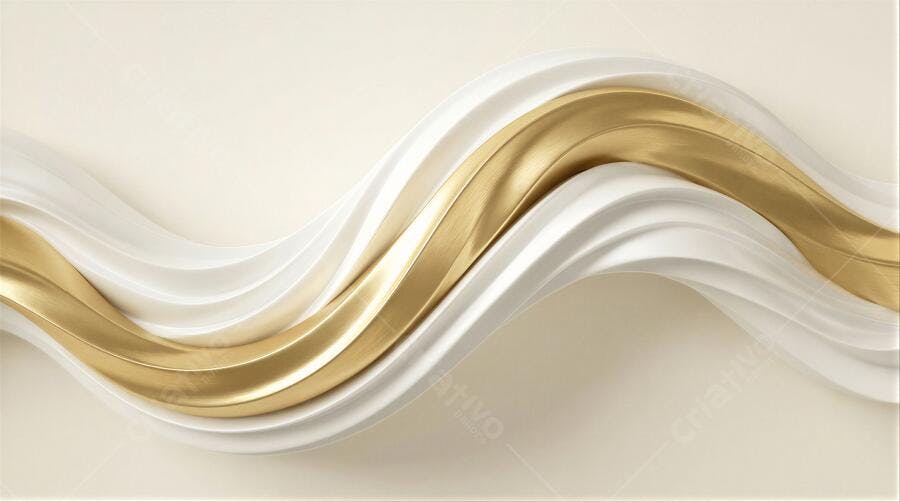Foto Abstrata Ondas Douradas Brancas Fundo Bege Elegante