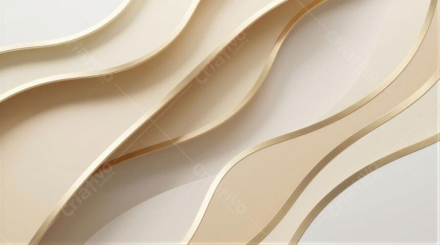 Foto Abstrata Ondas Douradas e Bege Textura 3D Luxo
