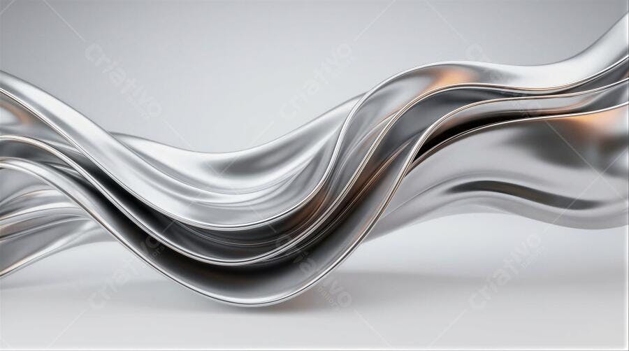 Foto Abstrata Ondas Metálicas Prata Brilhante Fundo Cinza