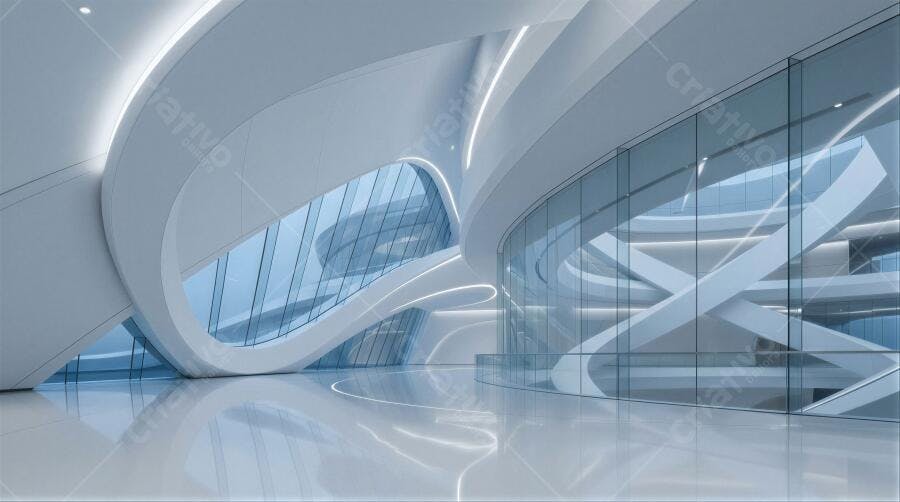 Foto Arquitetura Moderna Branca Curvas Orgânicas Interior Vazio