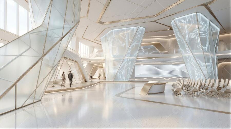 Foto Arquitetura Moderna Interior Edifício Futurista Branco