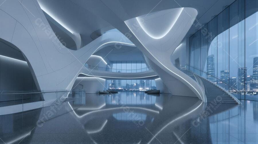 Foto Arquitetura Moderna Interior Prédio Comercial Luxuoso