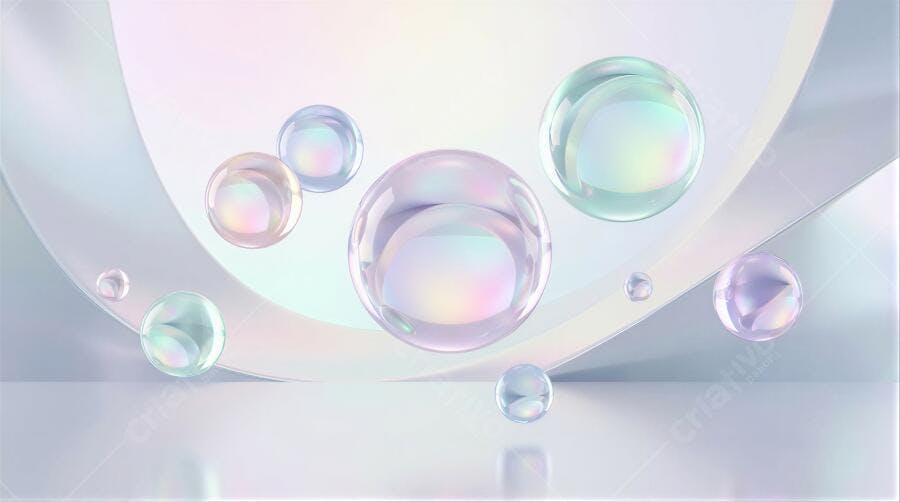 Foto Bolhas de Sabão Flutuantes Fundo Abstrato Holográfico