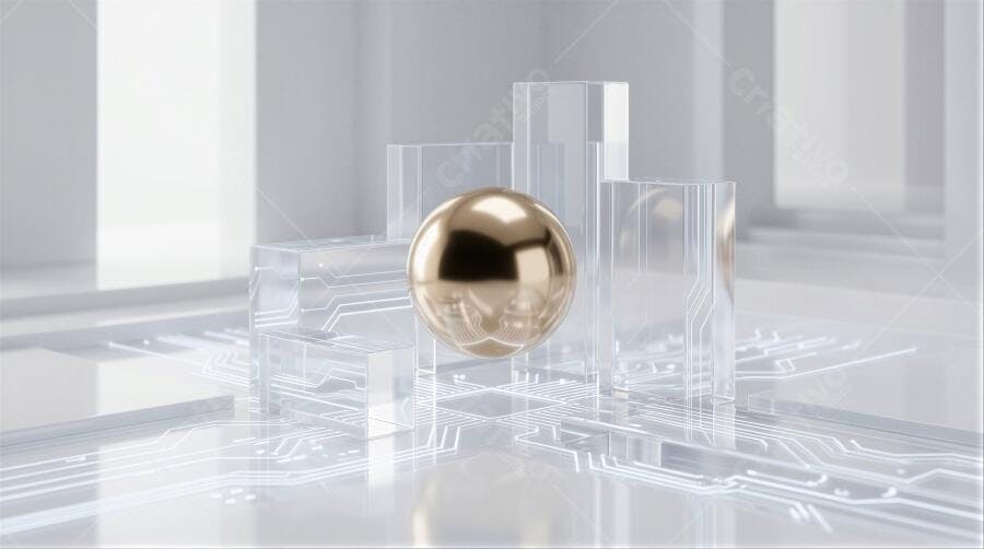 Foto Esfera Dourada Flutuando Tecnologia Abstrata Fundo Branco