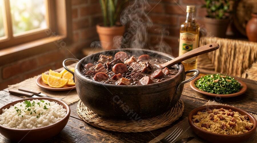Foto Feijoada Completa Panela Barro Acompanhamentos Brasileiros