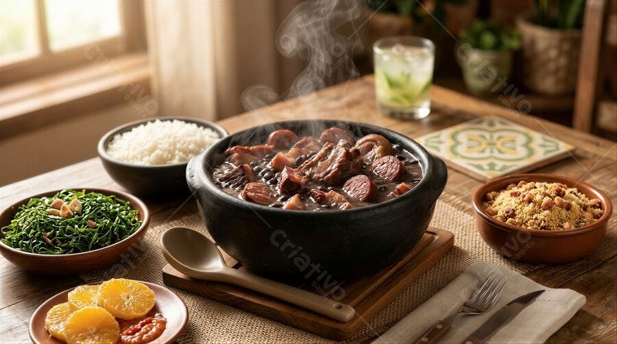 Foto Feijoada Completa Prato Típico Brasileiro Mesa Rústica