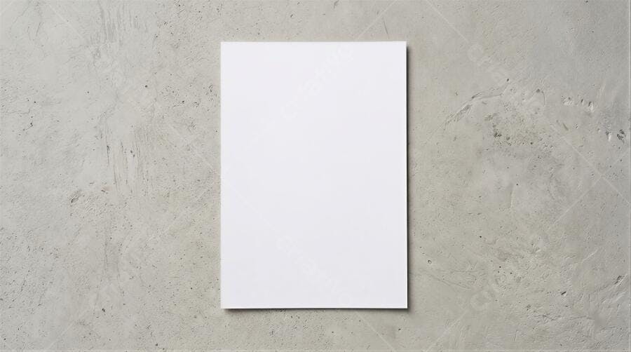 Foto Folha de Papel Branca A4 Textura Cimento Cinza Flat Lay