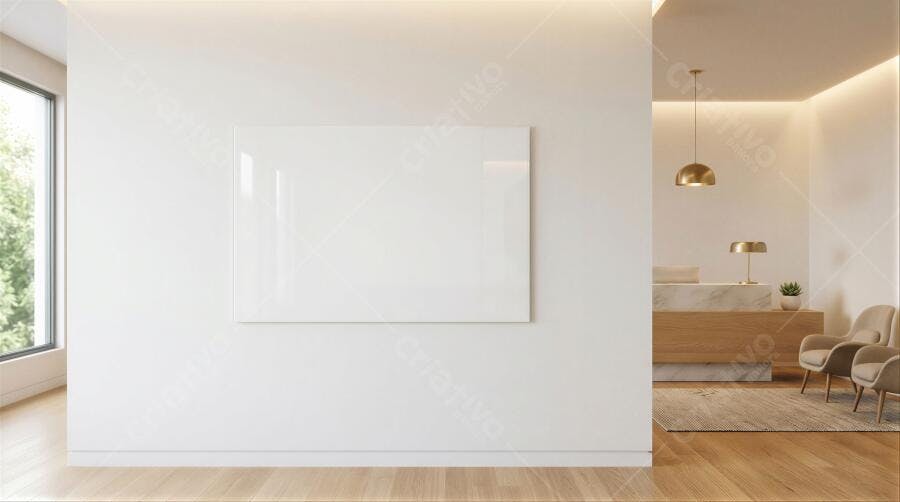 Foto Interior Recepção Moderna Branca Vazia Espaço Texto