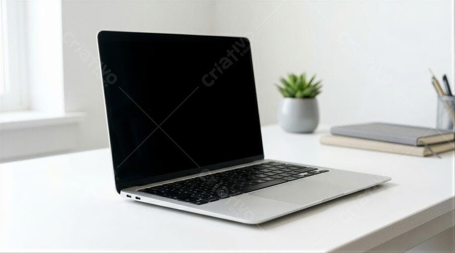 Foto Notebook Moderno Mesa Branca Escritório Home Office
