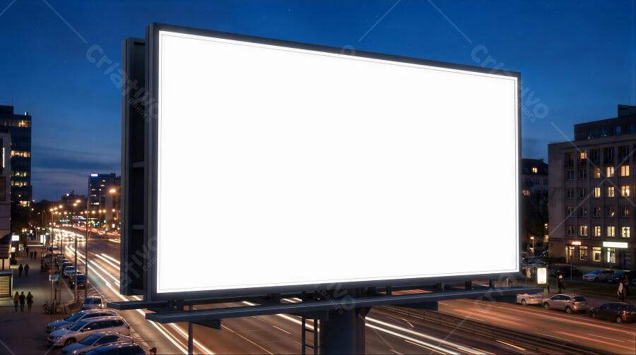 Foto Outdoor Publicidade Noturna Cidade Tráfego Urbano