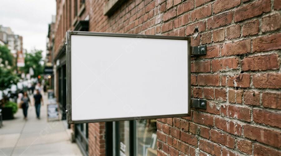 Foto Placa Branca Mockup Parede Tijolos Rua Urbana