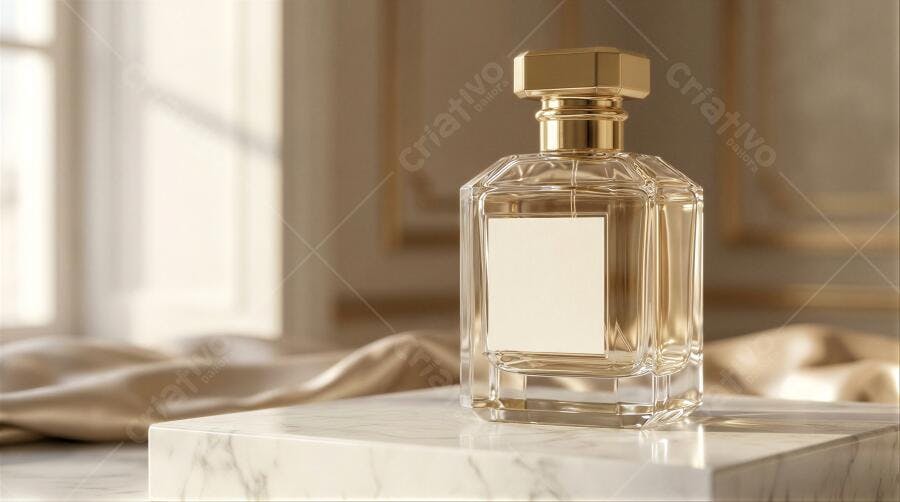 Foto Produto Frasco de Perfume Luxo Dourado Mármore