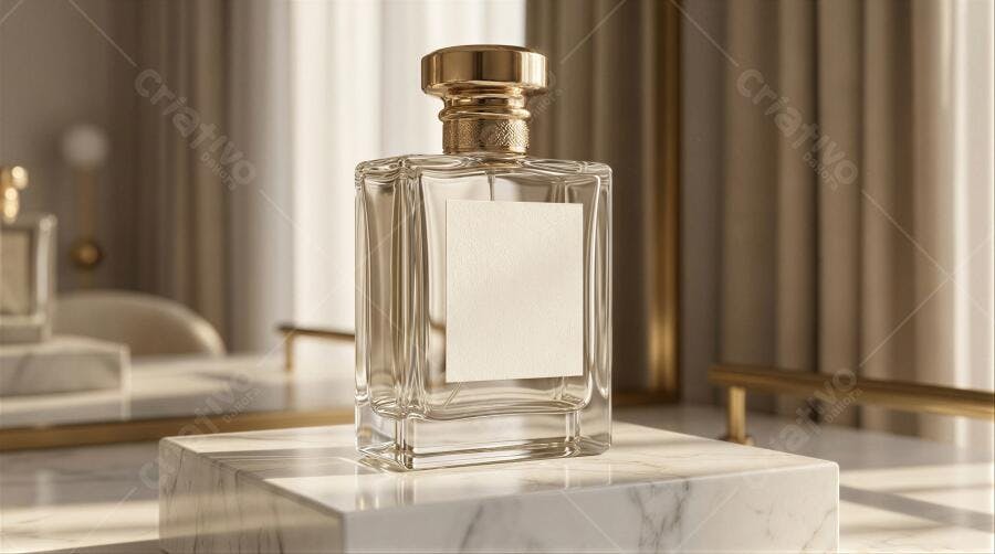 Foto Produto Frasco Perfume Luxo Dourado Mármore