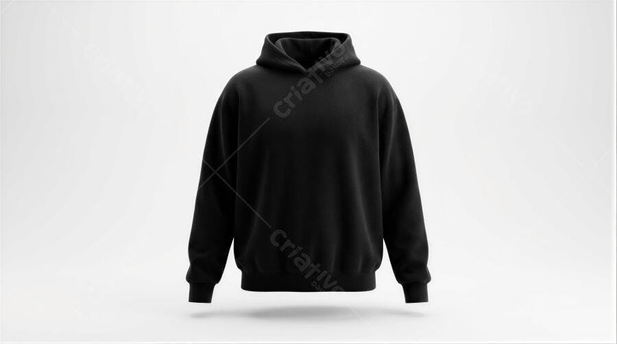 Foto Produto Moletom Canguru Preto Flutuando Estúdio