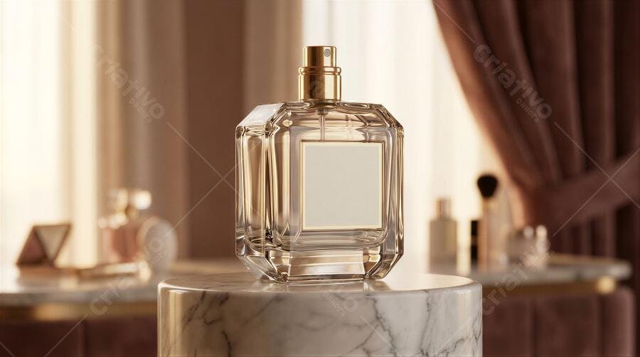 Foto Produto Perfume Frasco Vidro Mármore Fundo Luxuoso