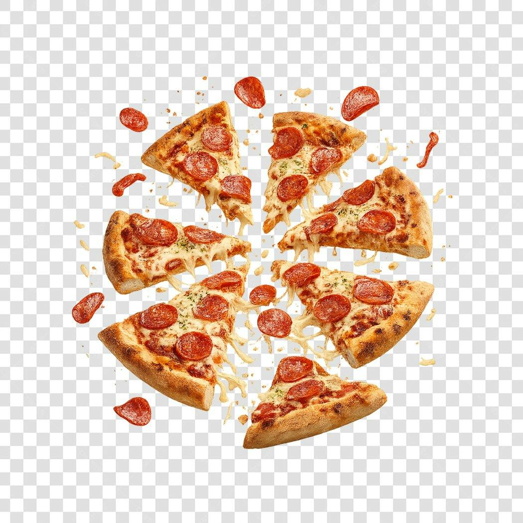 Foto Recortada Fatias Pizza Calabresa Queijo PNG Fundo Transparente