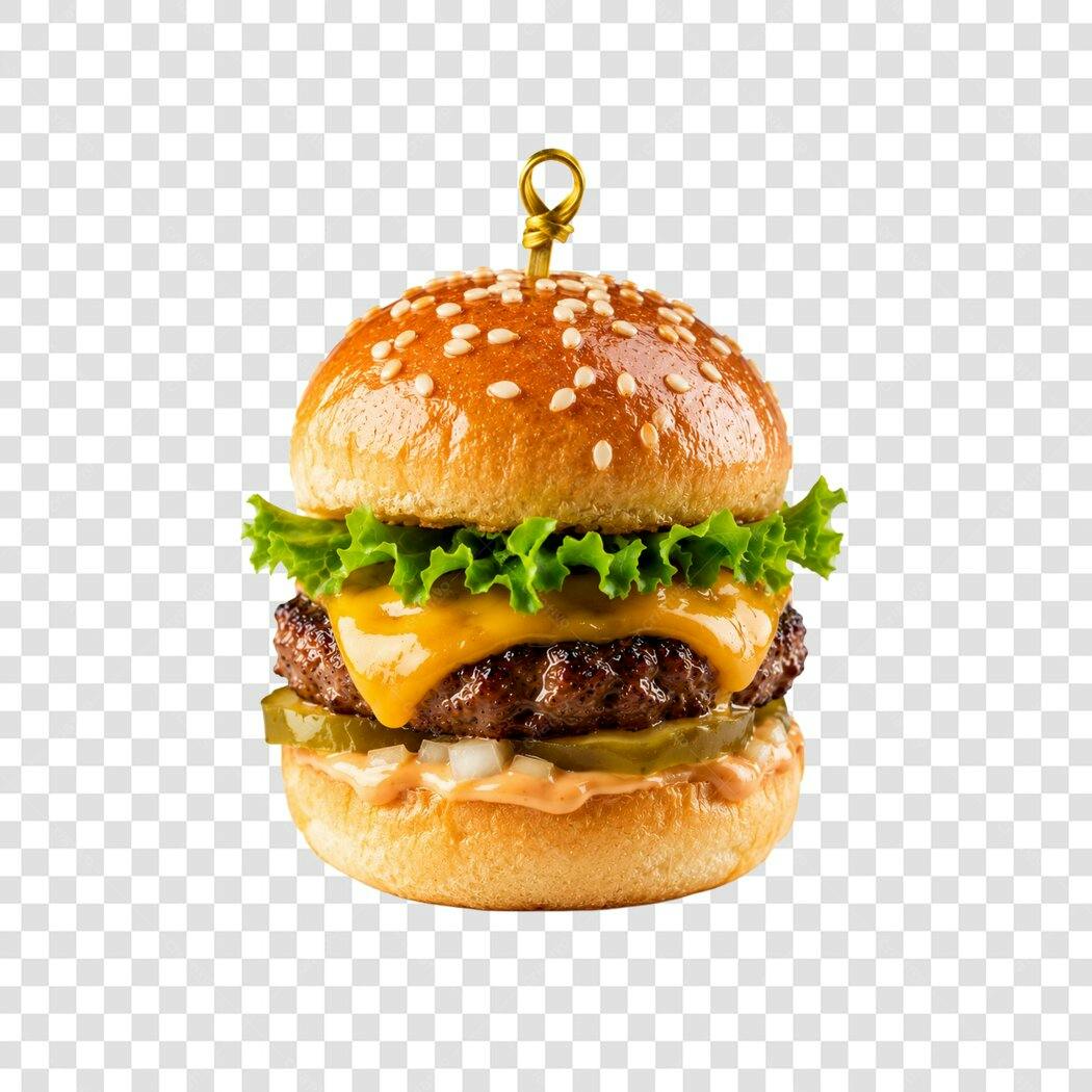 Foto Recortada Hambúrguer Queijo Alface PNG Fundo Transparente