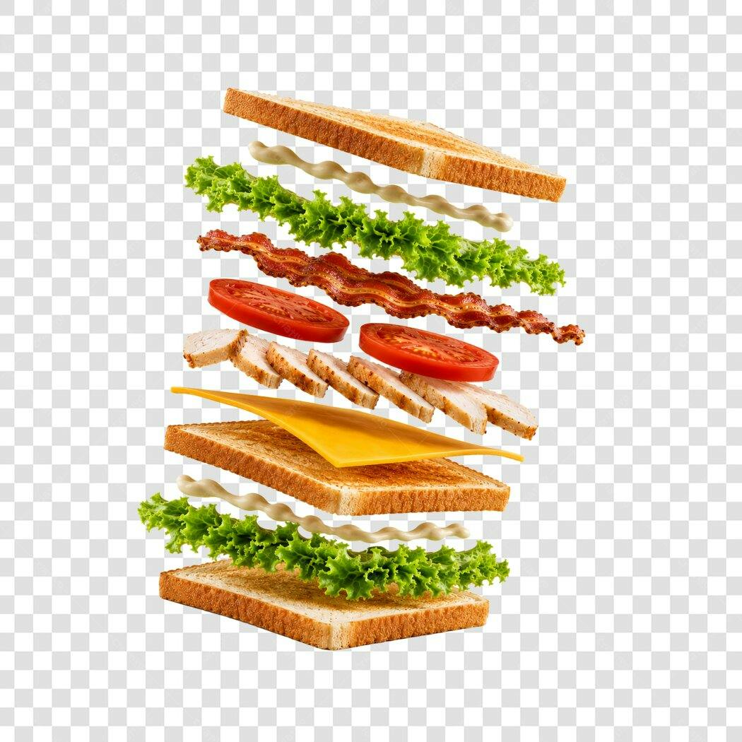 Foto Recortada Sanduíche Club Flutuante PNG Fundo Transparente
