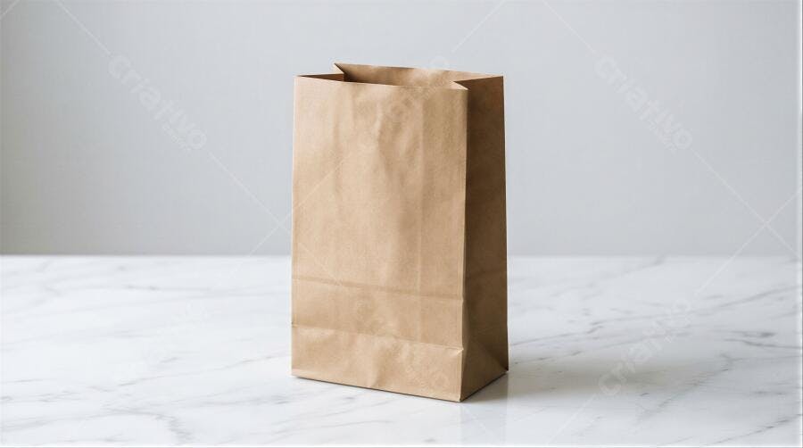 Foto Sacola de Papel Kraft Marrom Em Pé Fundo Branco