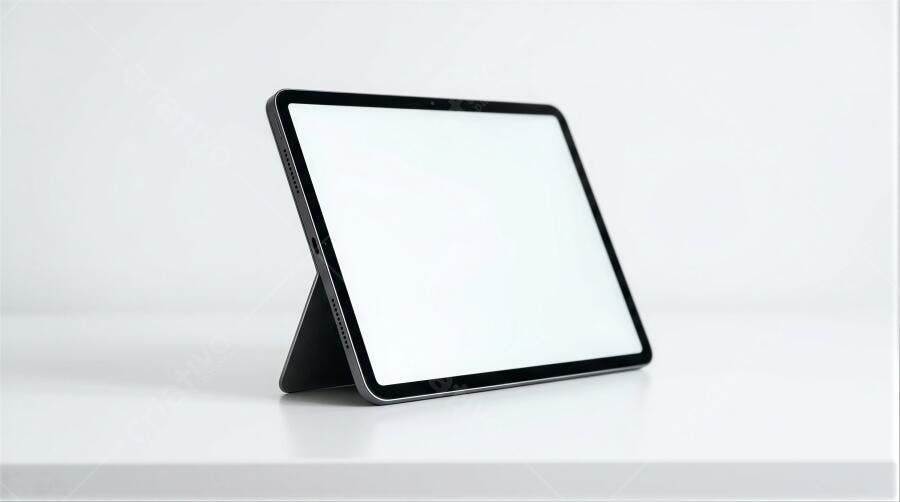 Foto Tablet Tela Branca Vazia Fundo Neutro Mockup