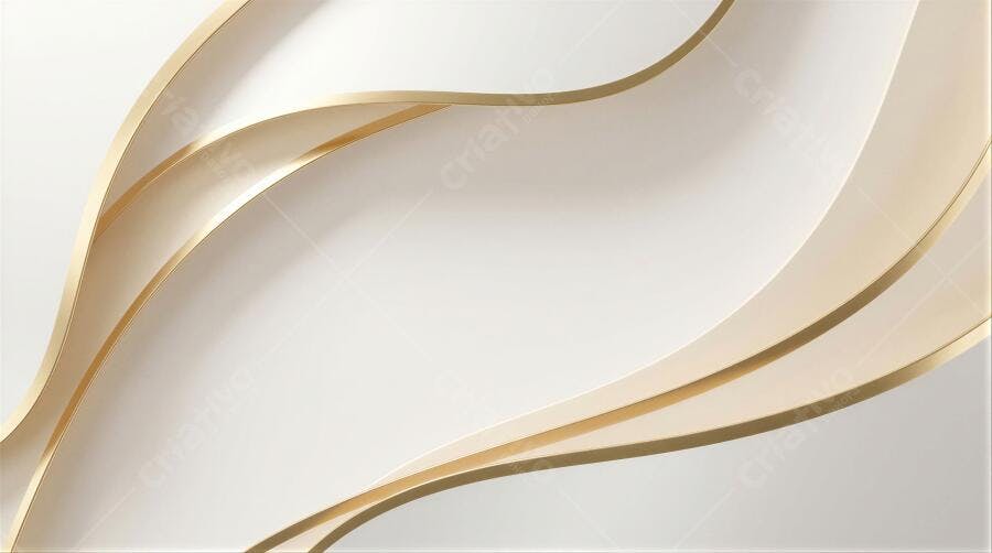 Fundo Abstrato Branco Dourado Ondas Elegantes Luxo