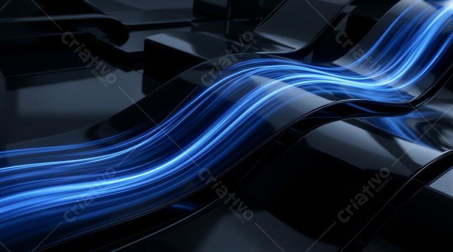 Fundo Abstrato Ondas Azuis Neon Tecnologia Digital
