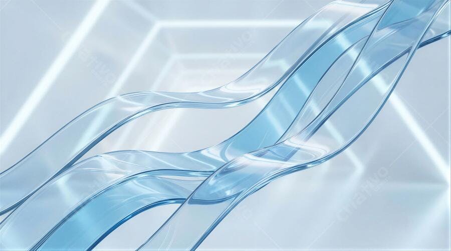 Fundo Abstrato Ondas Azuis Translúcidas Brilhantes
