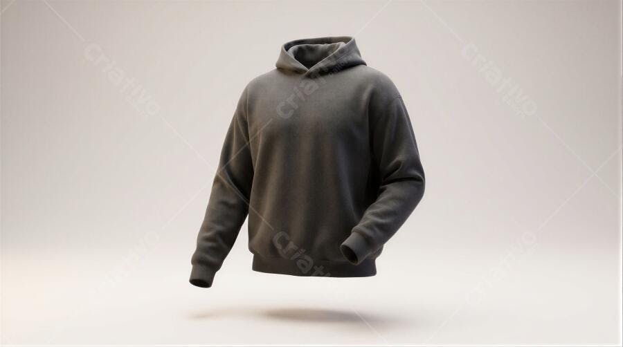 Mockup Moletom Canguru Preto Flutuante Fundo Neutro