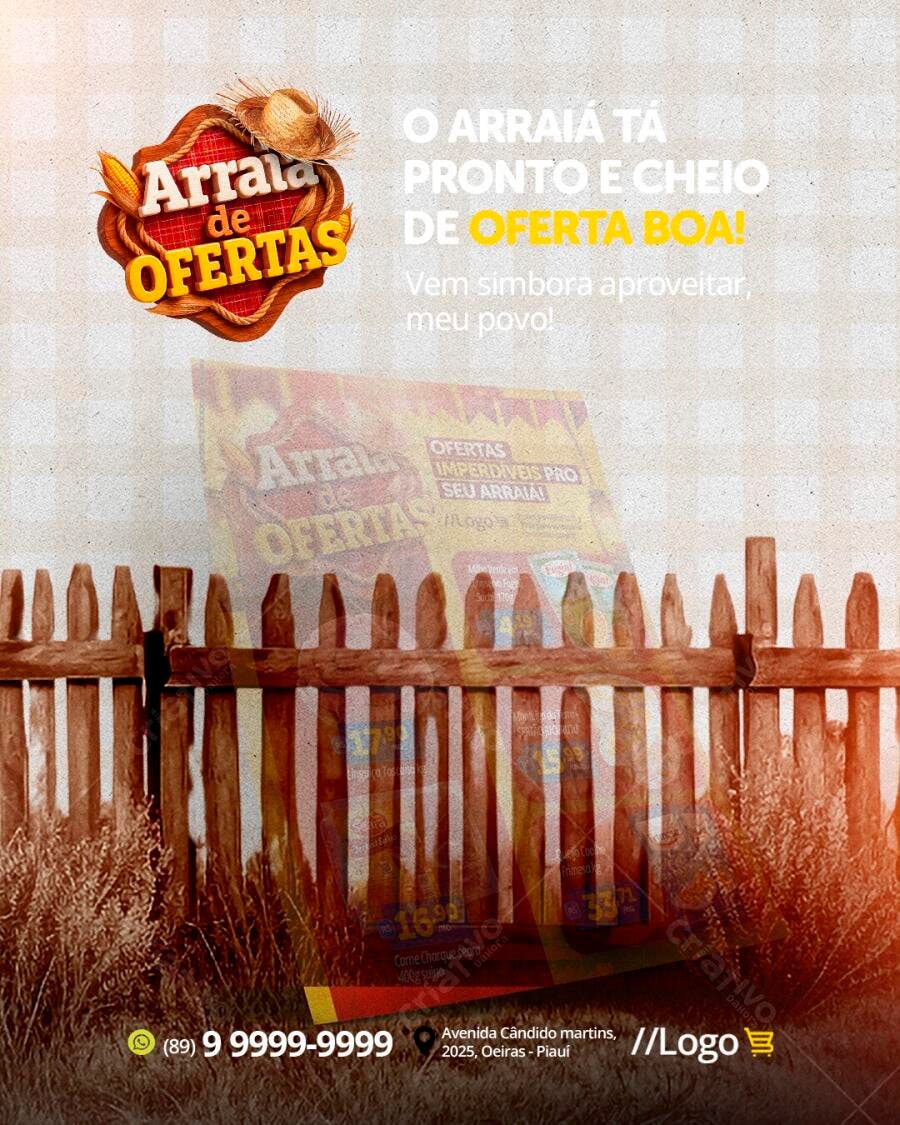Post Instagram Arraial de Ofertas Festa Junina PSD Editável