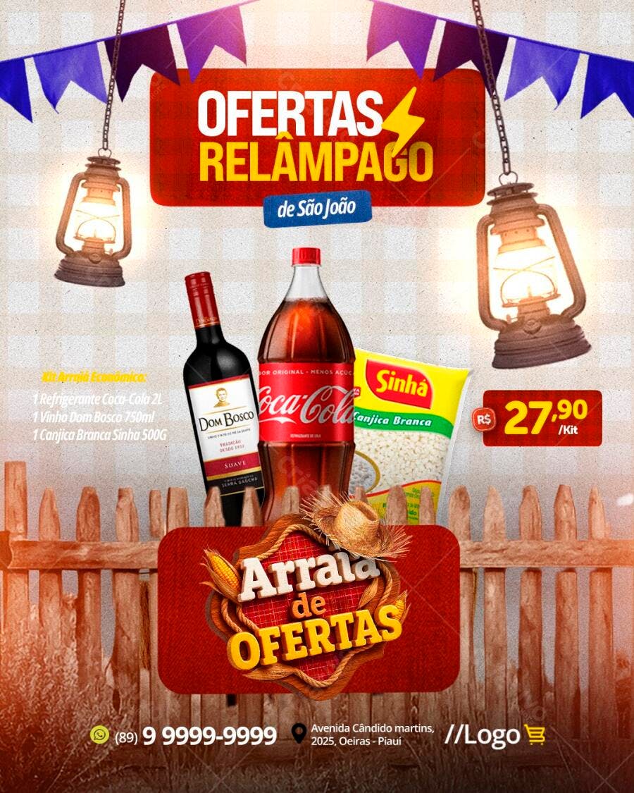 Post Instagram Ofertas Relâmpago São João PSD Editável