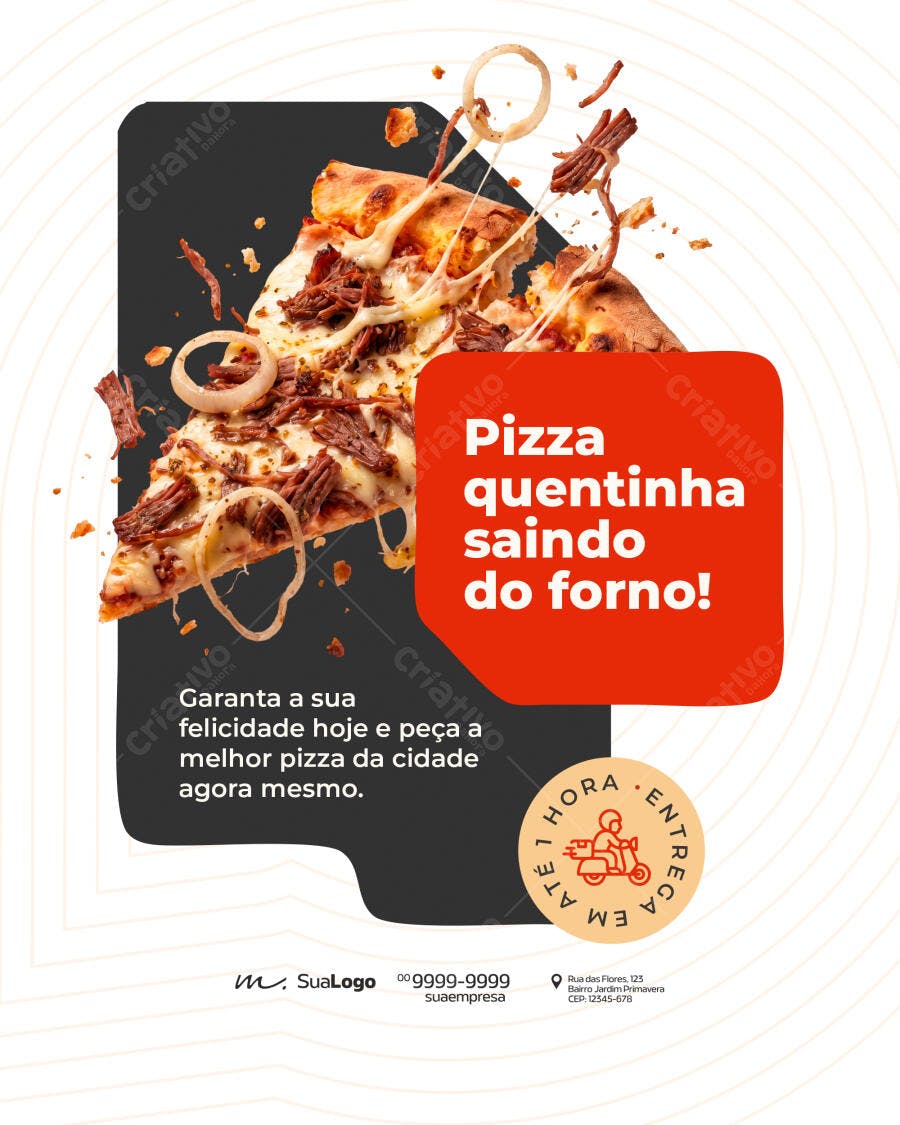 Post Instagram Pizzaria Delivery Promoção PSD Editável