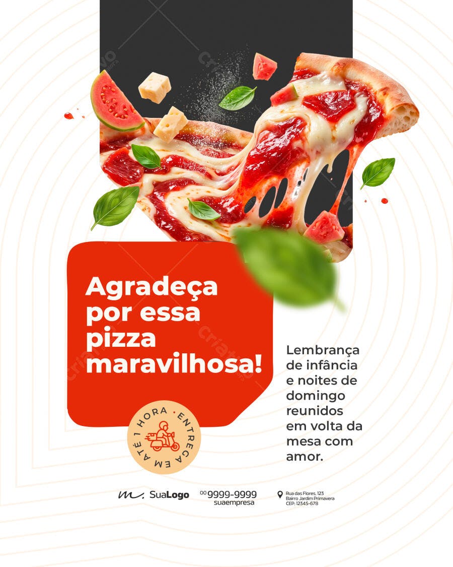 Post Instagram Pizzaria Delivery PSD Editável