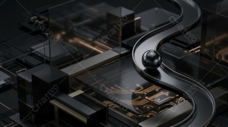 Render 3D Tecnologia Abstrata Esfera Pista Escura
