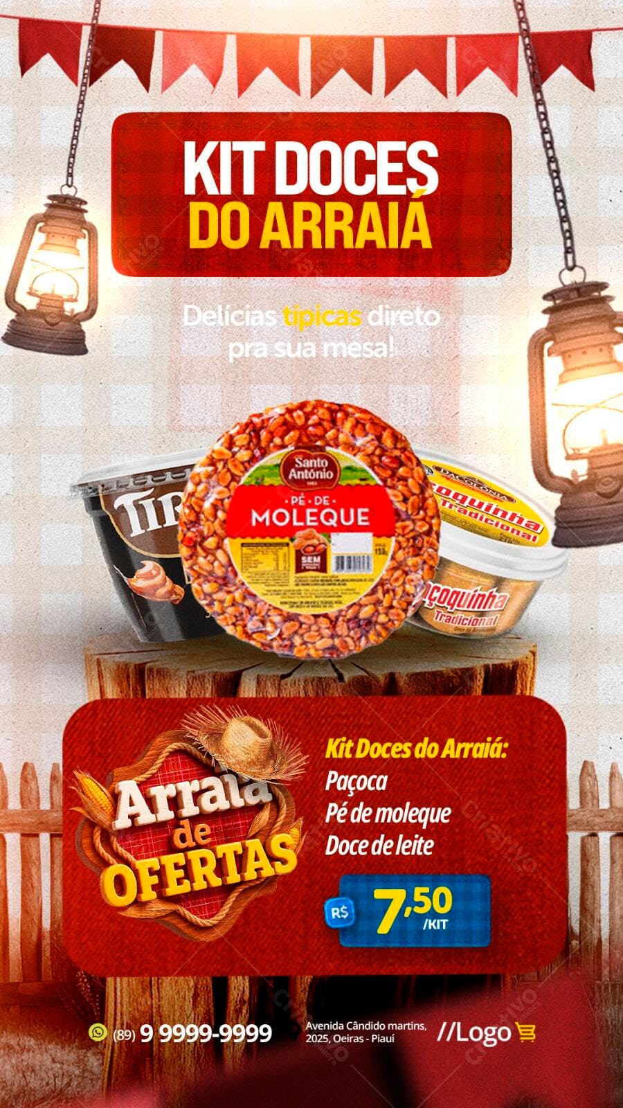 Story Instagram Festa Junina Arraial Doces PSD Editável