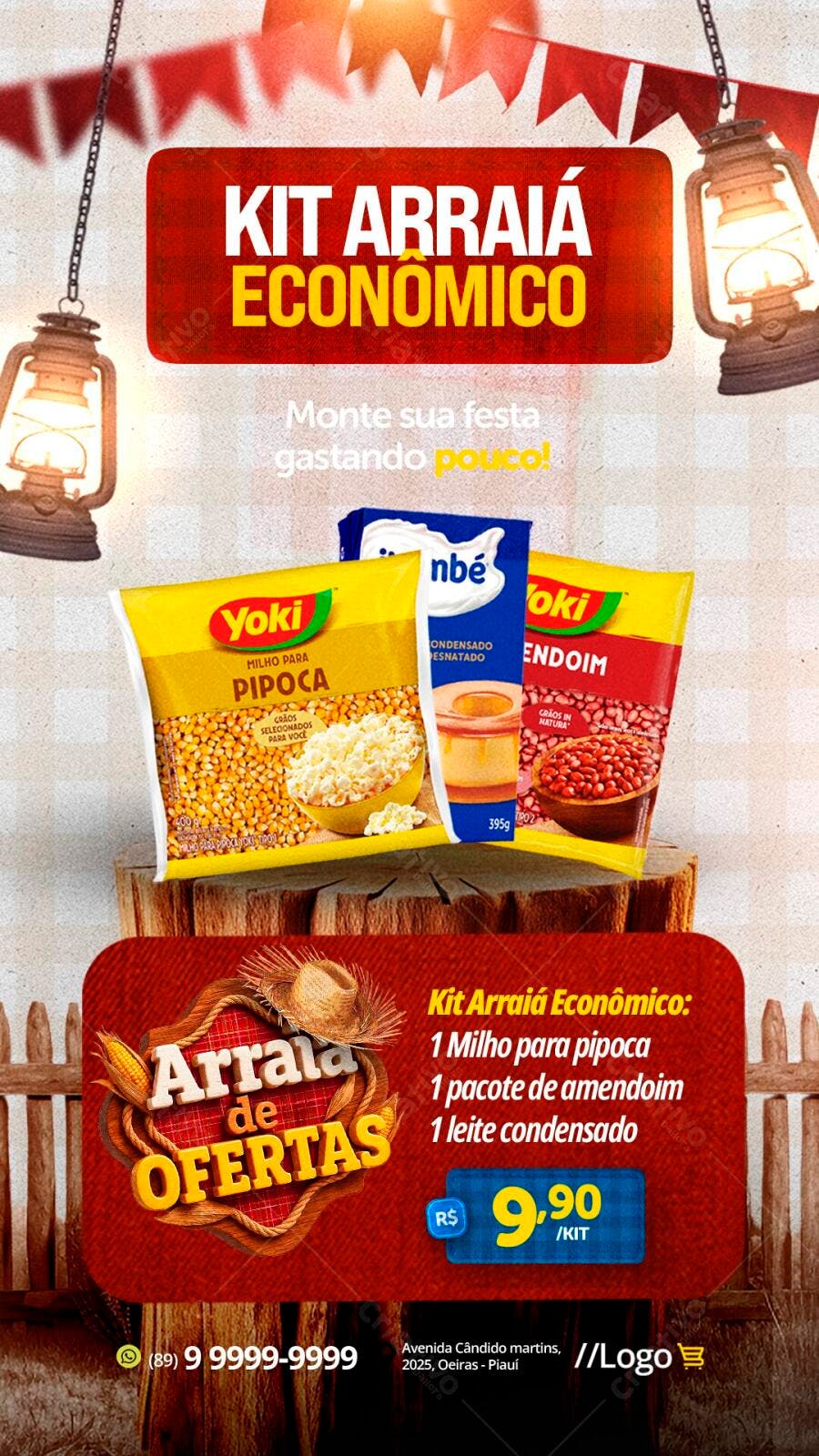 Story Instagram Festa Junina Arraial Ofertas PSD Editável