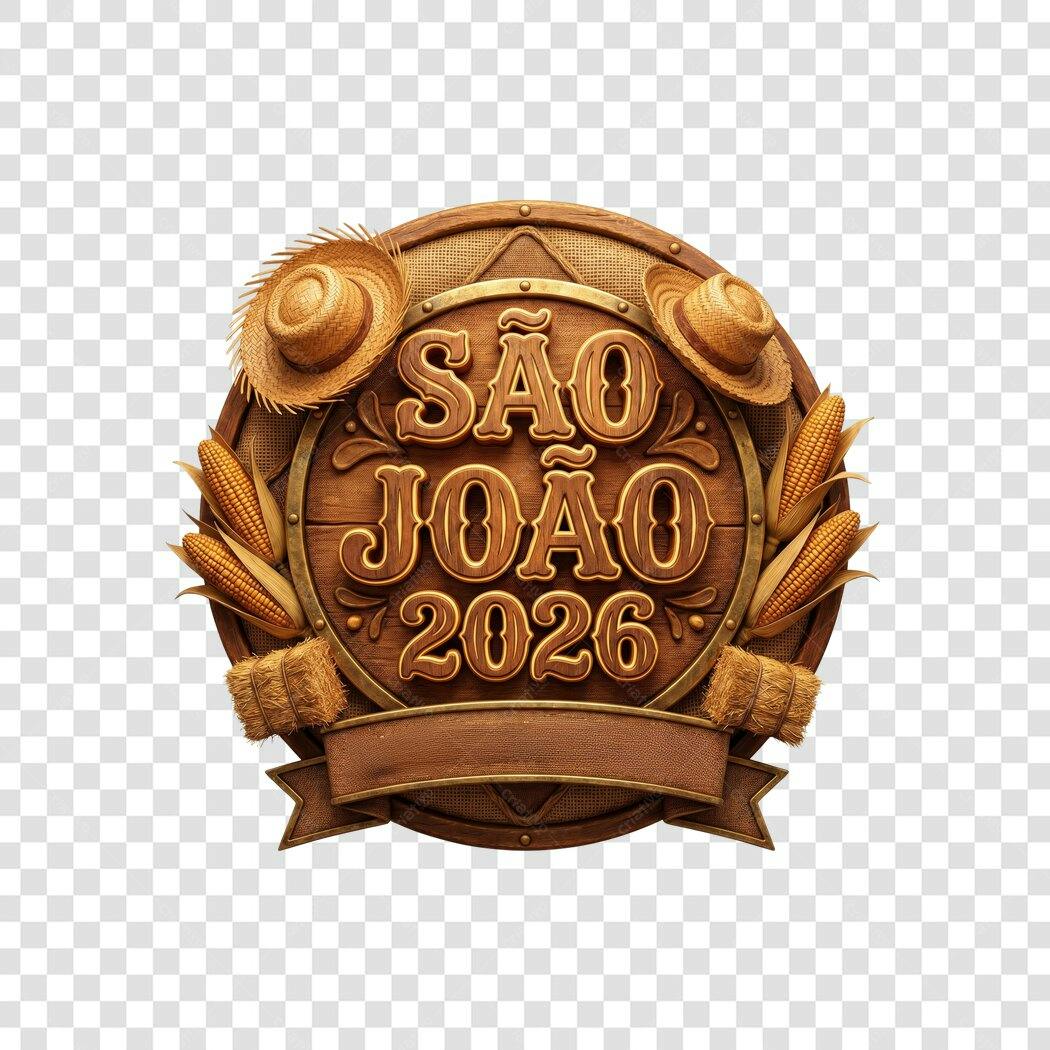 Elemento 3D São João 2026 Festa Junina PNG Fundo Transparente