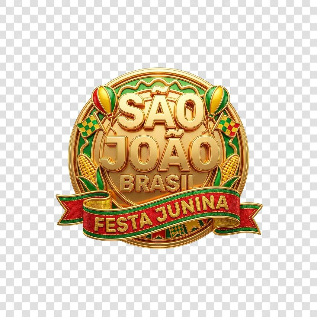 Elemento 3D São João Brasil Festa Junina Junho PNG Fundo Transparente
