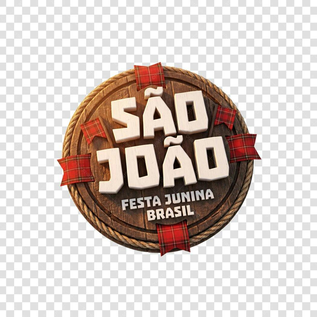 Elemento 3D São João Festa Junina Junho PNG Fundo Transparente